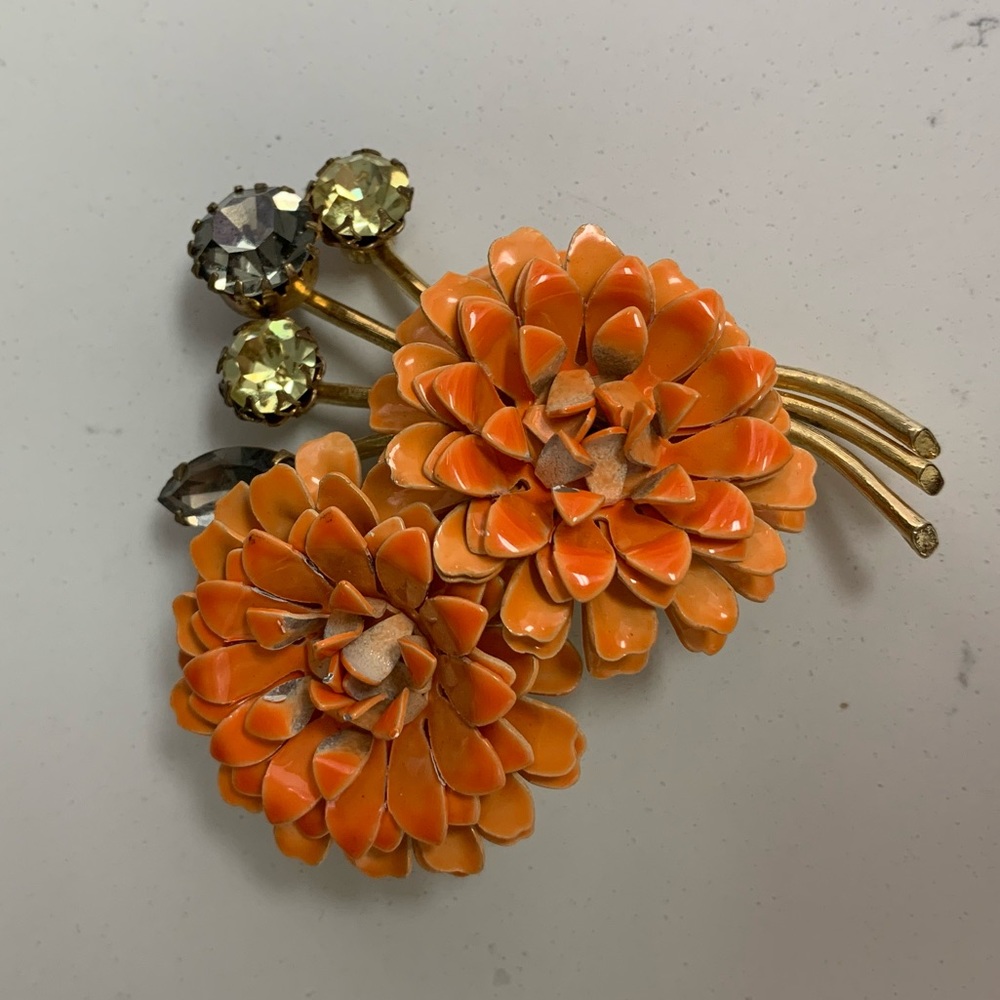 Weiss Vintage Costume Jewelry Flower Orange